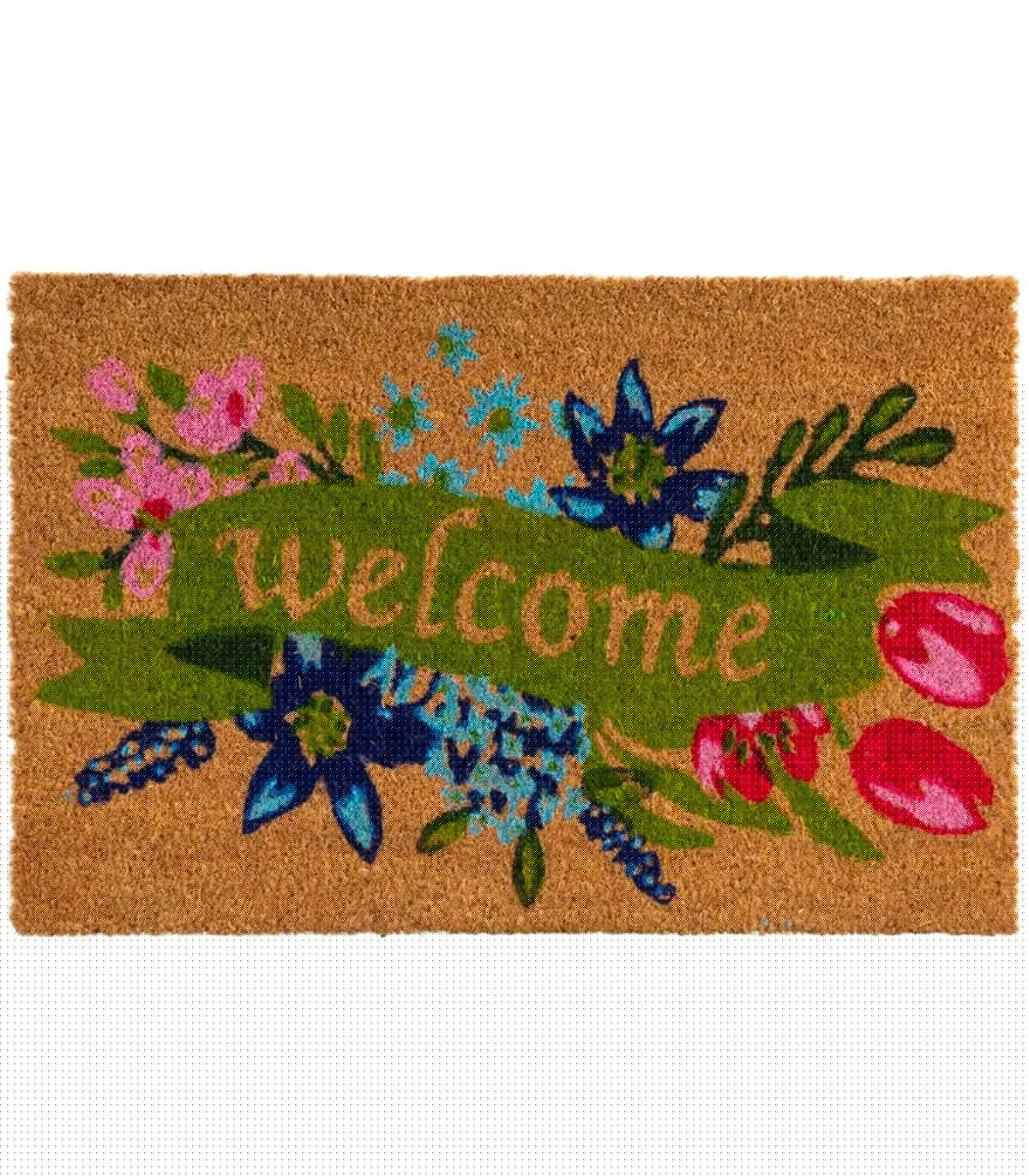 wadiga Paillasson coco welcome fleurs 60x40x1.5cm
