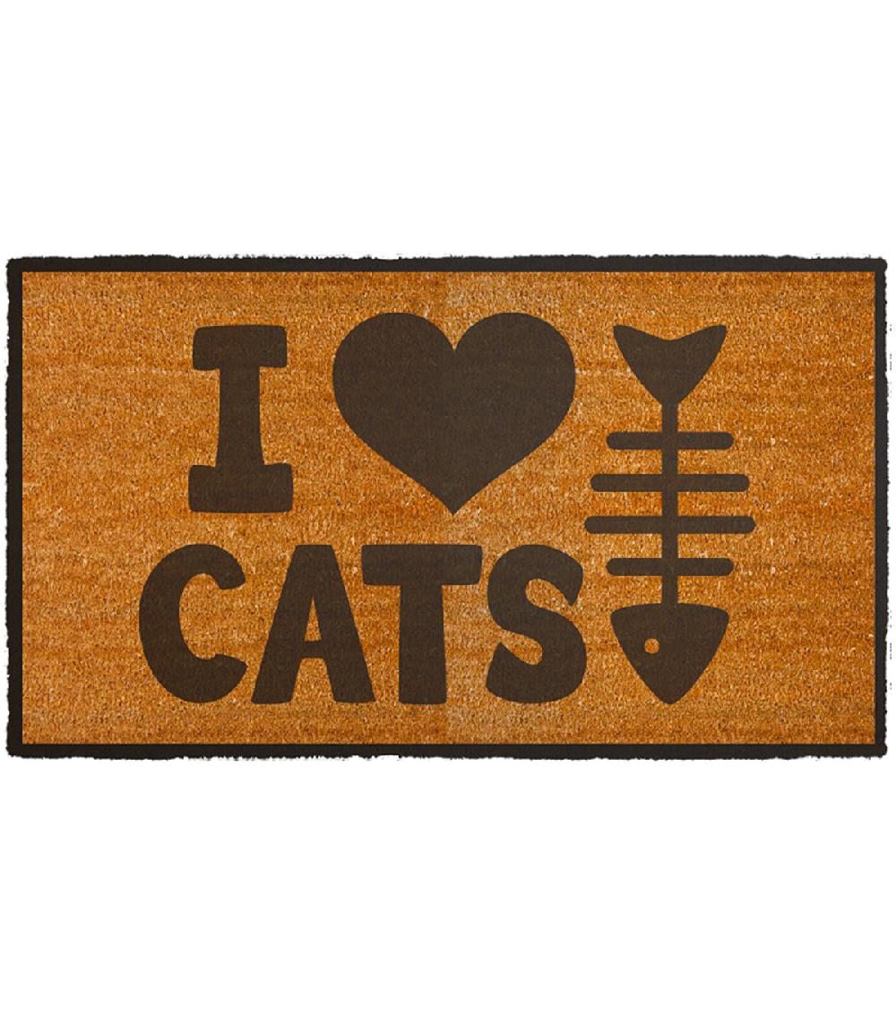 wadiga Paillasson en coco I love cats