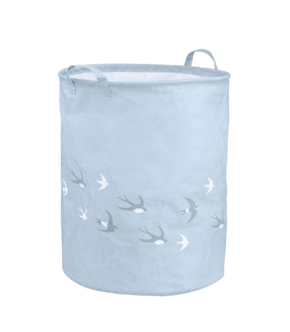 wadiga Panier à Linge Bleu Ciel Oiseaux