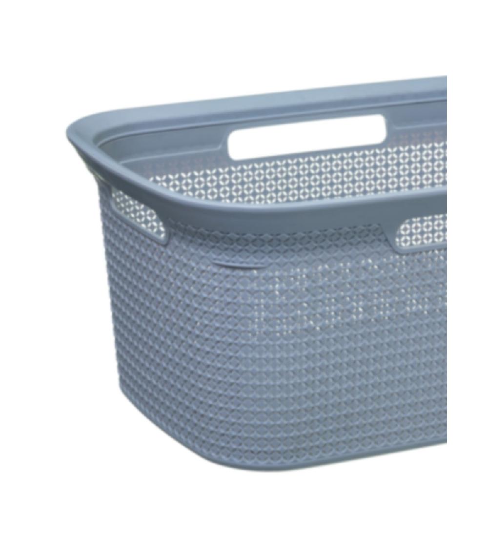 Wadiga Panier à Linge Buanderie Gris 4 Poignées