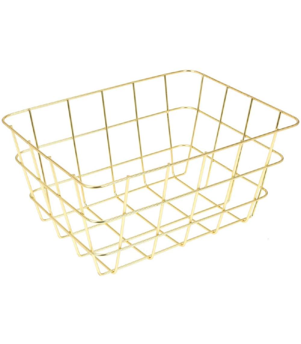 wadiga Panier de rangement métal doré 24x18x12cm