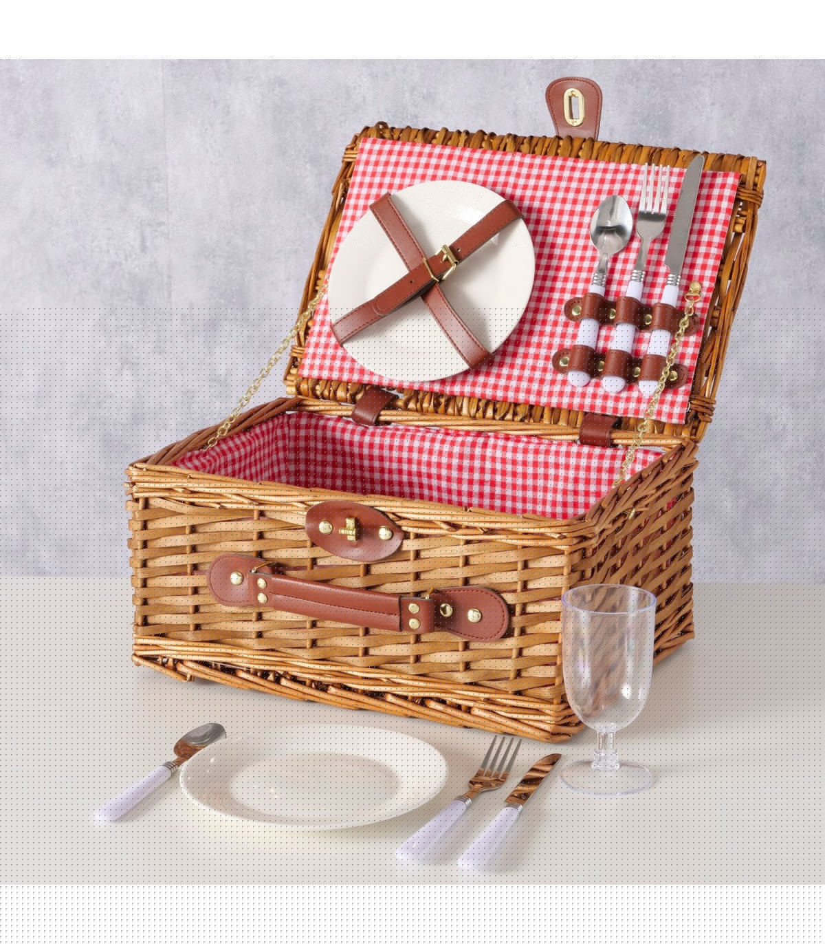 Wadiga Panier Pique-nique Bois Tressé - 2 Services