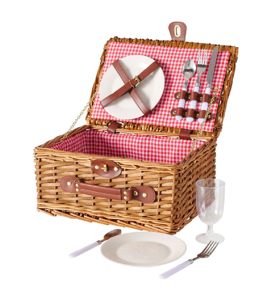 wadiga Panier pique-nique bois tressé - 2 Services