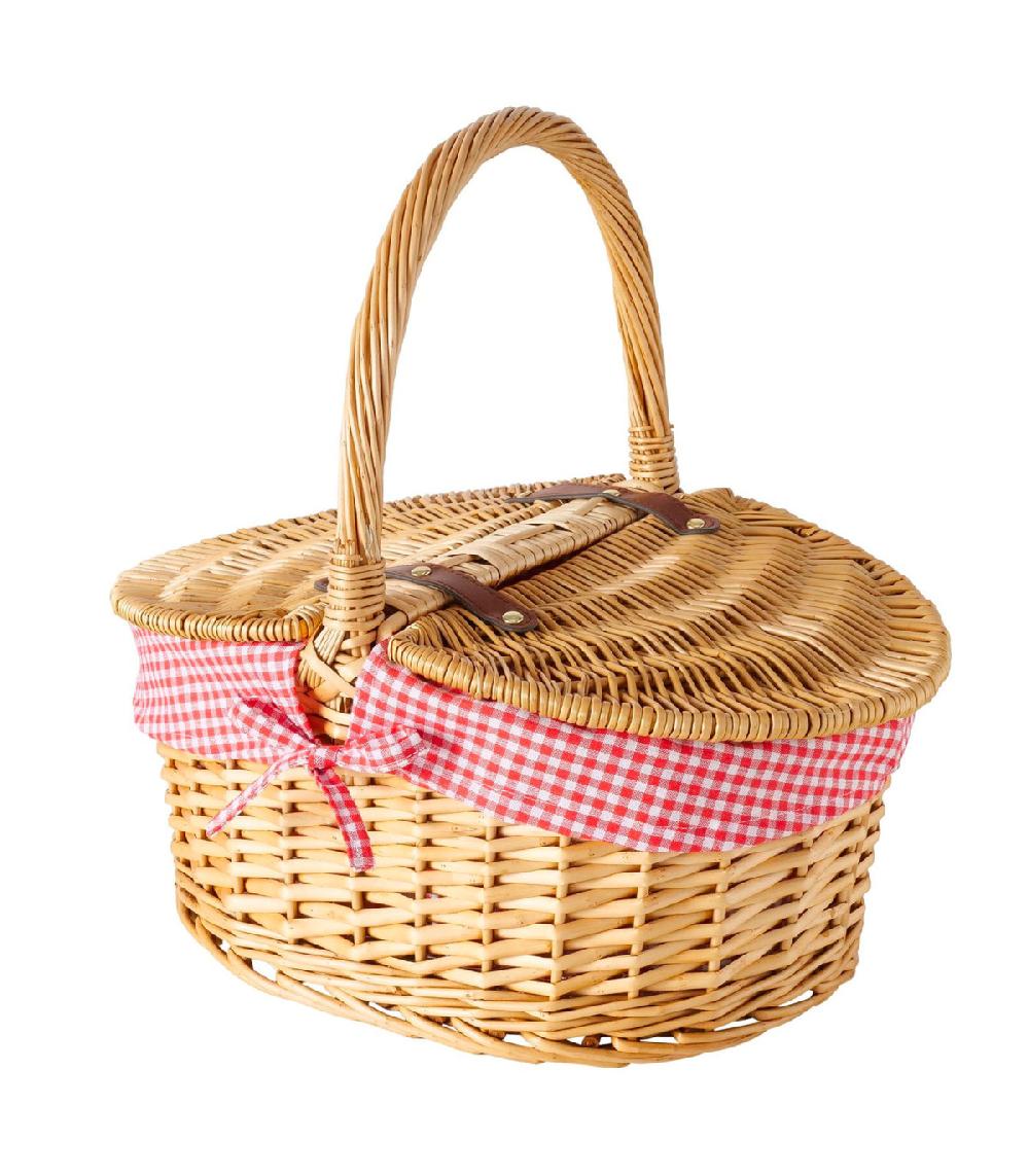 wadiga Panier pique-nique bois tressé 47x34x42cm