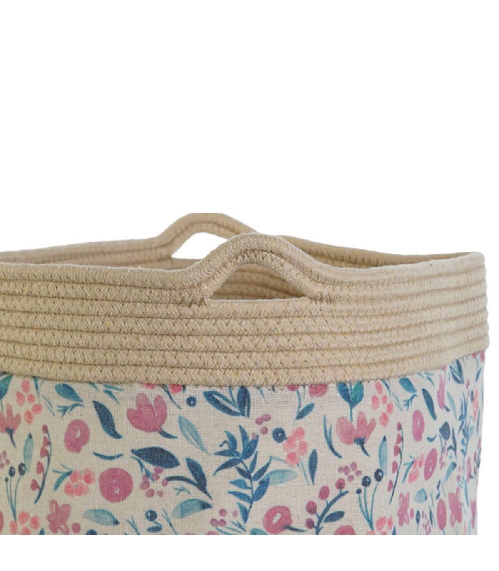 Wadiga Panier Rond Décoratif Fleuri 35x35x38cm