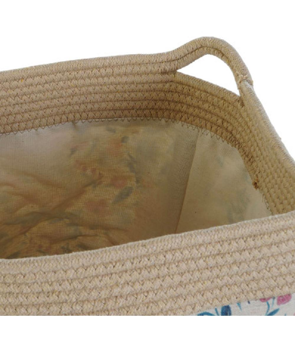 Wadiga Panier Rond Décoratif Fleuri 35x35x38cm