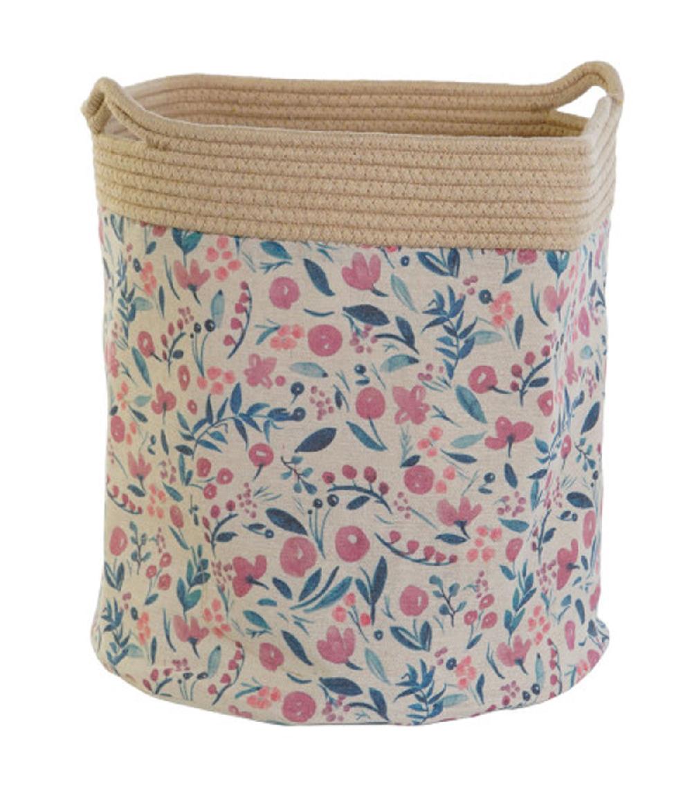wadiga Panier rond décoratif fleuri 35x35x38cm