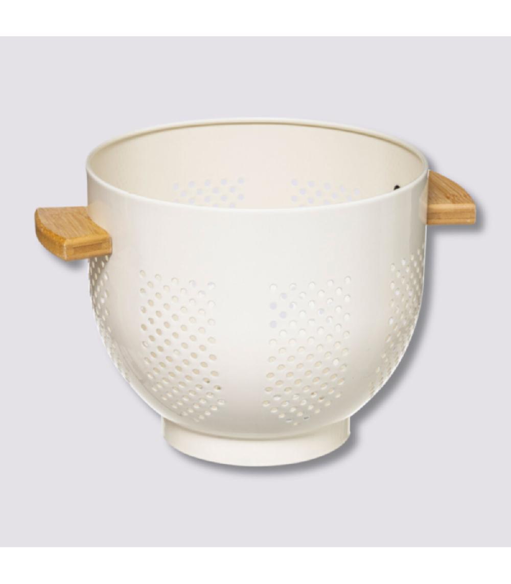 Wadiga Passoire Métal Blanc Et Bois - Diamètre 22cm