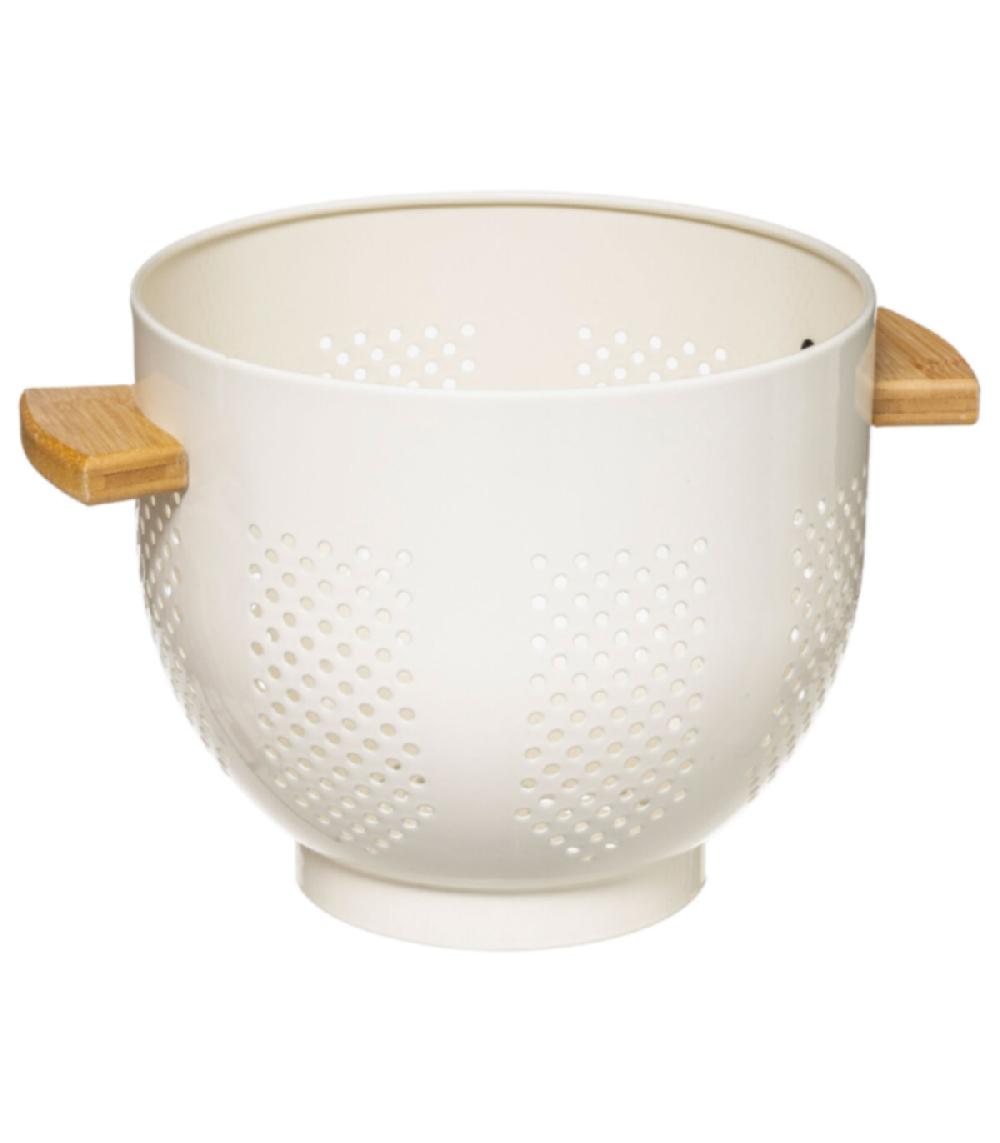 wadiga Passoire métal blanc et bois - diamètre 22cm