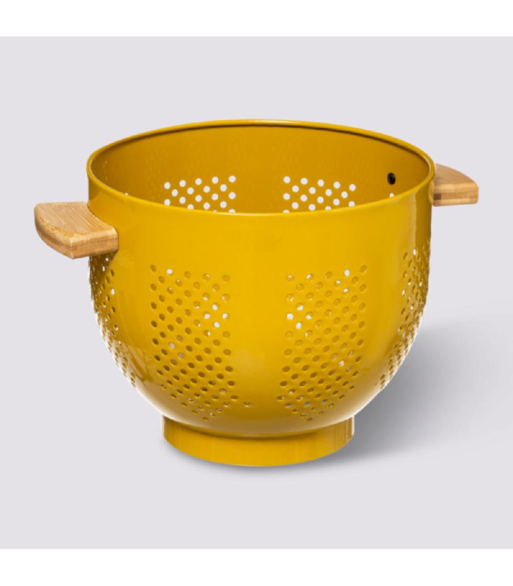Wadiga Passoire Métal Jaune Et Bois - Diamètre 22cm