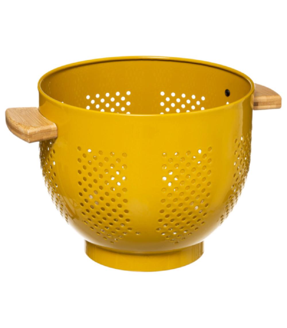 wadiga Passoire métal jaune et bois - diamètre 22cm