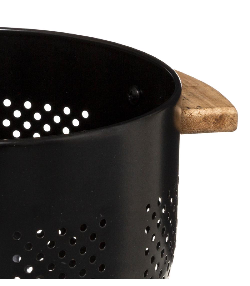 Wadiga Passoire Métal Noir Et Bois - Diamètre 22cm