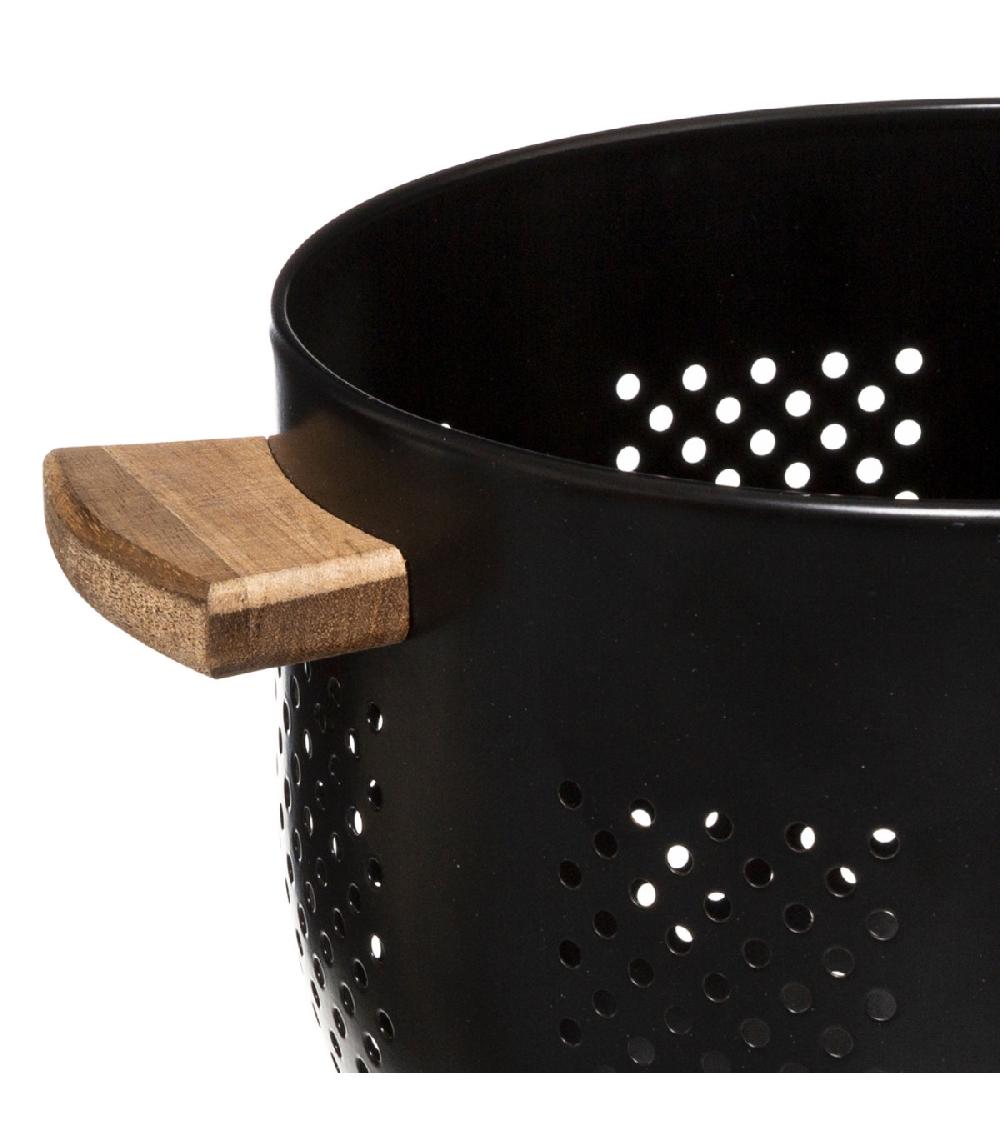 Wadiga Passoire Métal Noir Et Bois - Diamètre 22cm