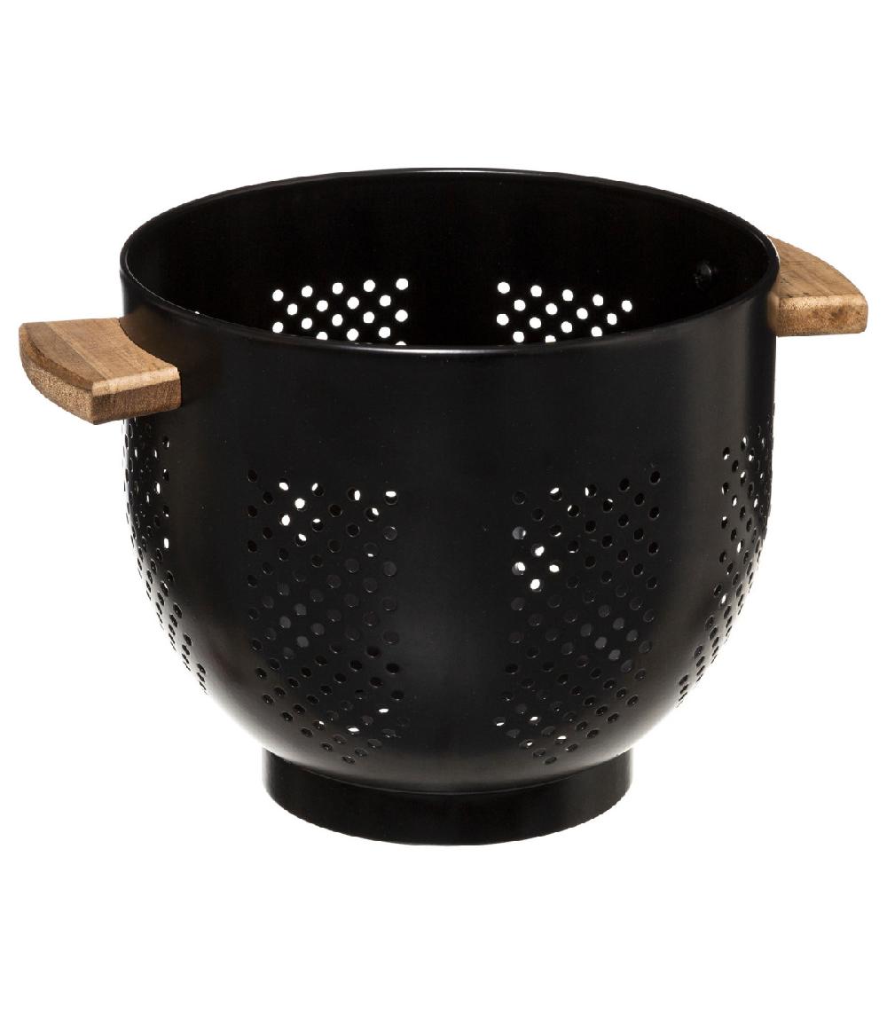 wadiga Passoire métal noir et bois - diamètre 22cm