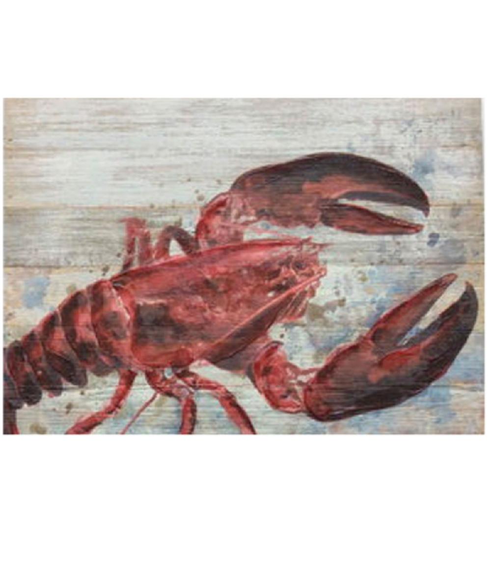 wadiga Peinture sur panneau bois Homard - 40x30cm