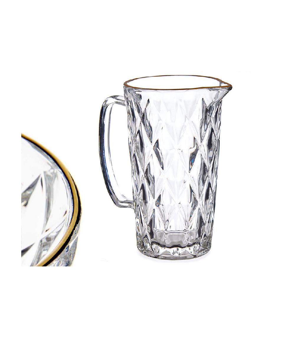 Wadiga Pichet à Eau En Verre Et Bordure Dorée - 1L