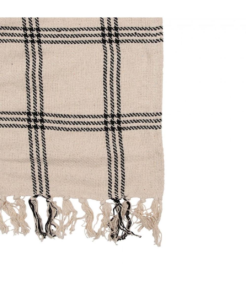 Wadiga Plaid 100% Coton Beige à Rayures 125x150cm