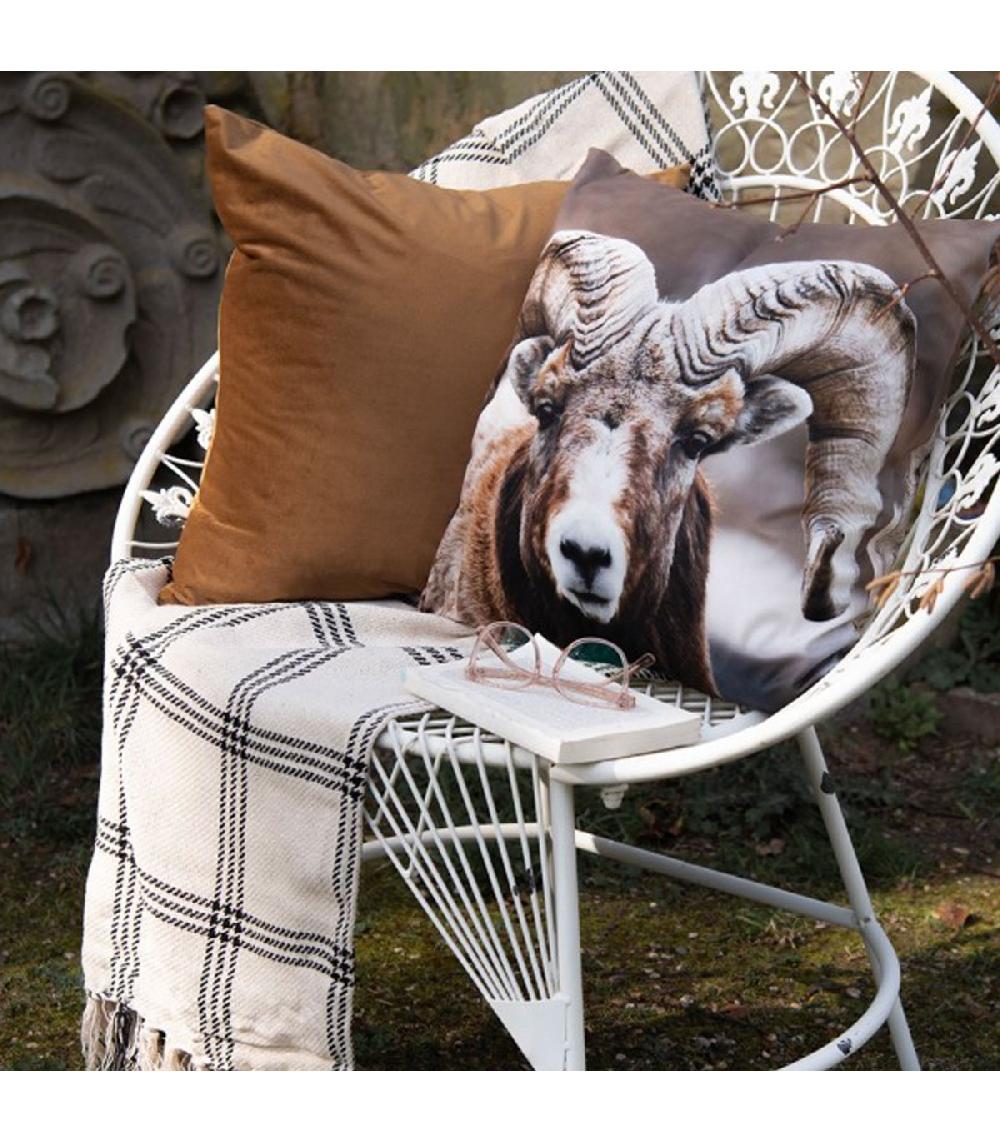 Wadiga Plaid 100% Coton Beige à Rayures 125x150cm
