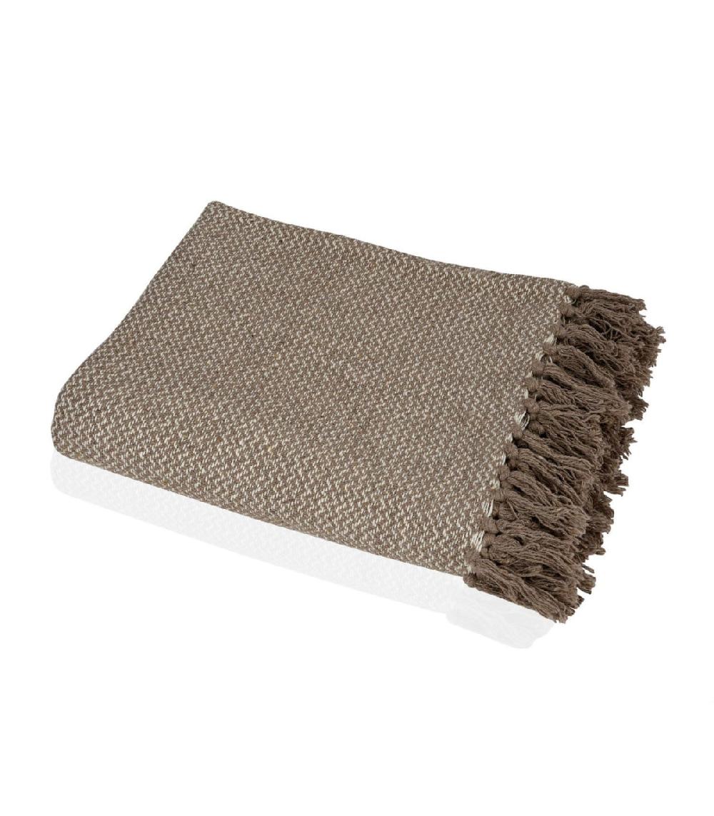 Wadiga Plaid 100% Coton Marron à Franges