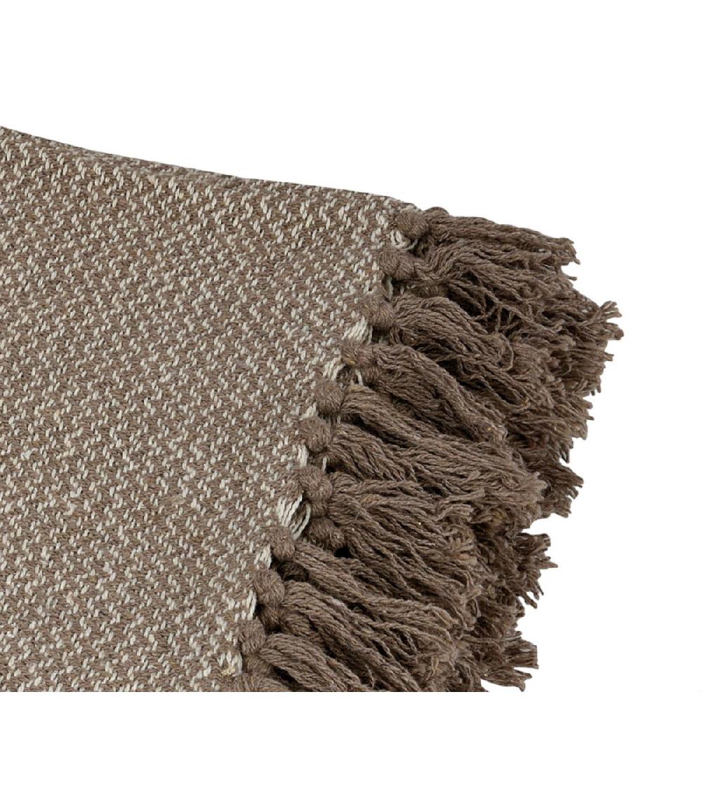 Wadiga Plaid 100% Coton Marron à Franges