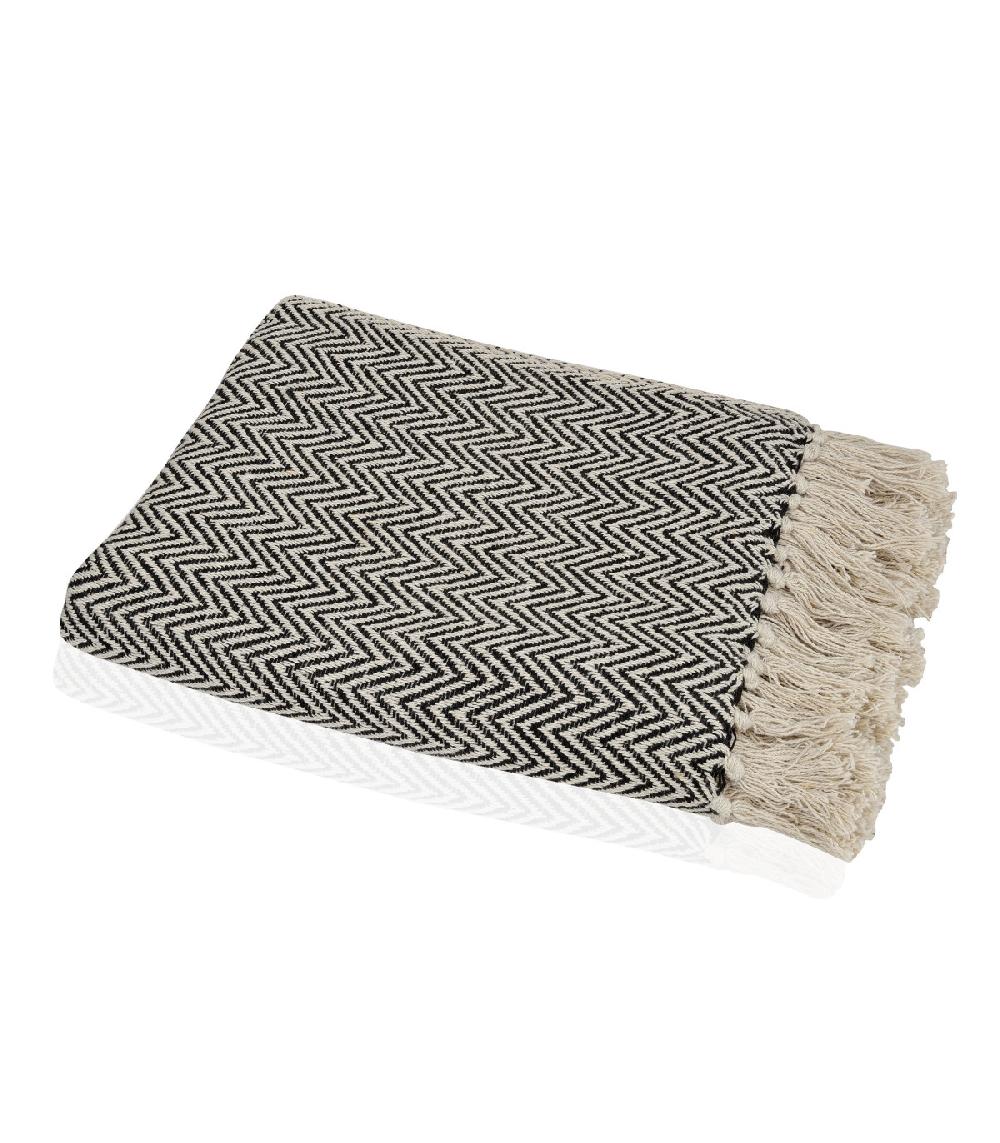 wadiga Plaid en Coton Noir et Beige
