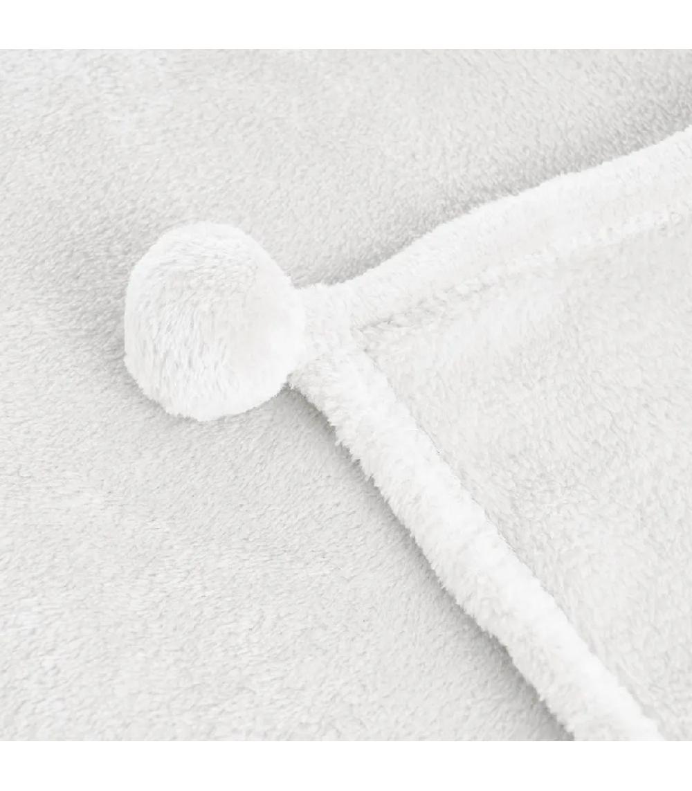 Wadiga Plaid Tout Doux Blanc à Pompons 130x160cm