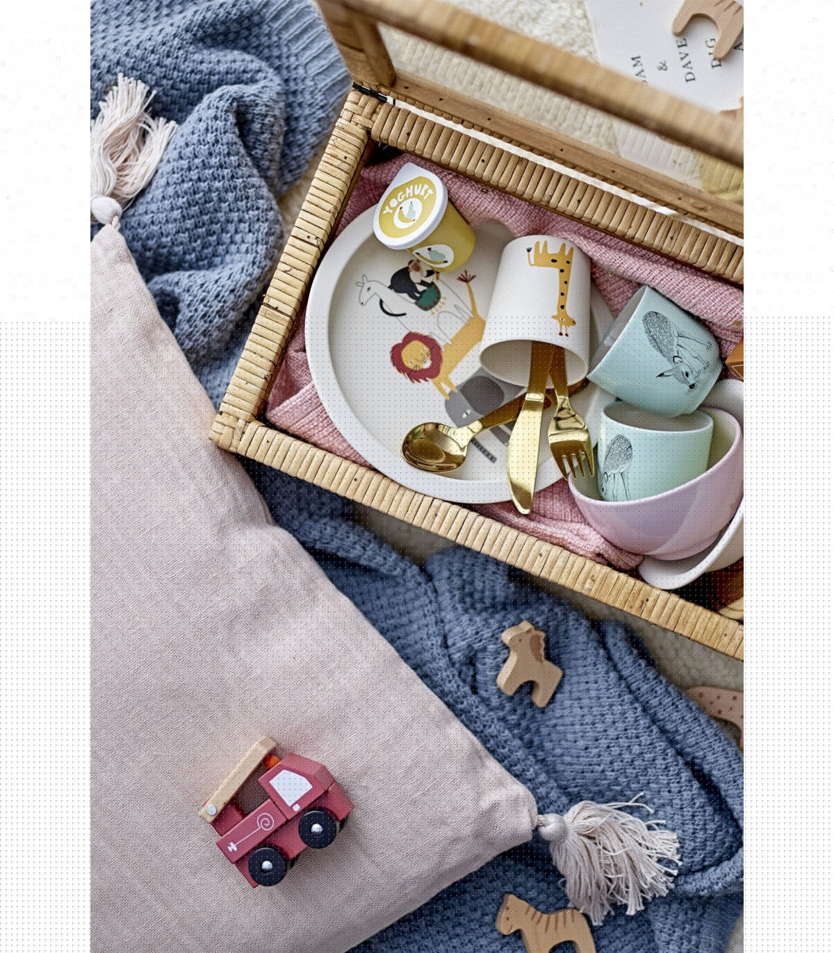 Wadiga Plaid Tricot Laine Bébé Bleu -100x80cm