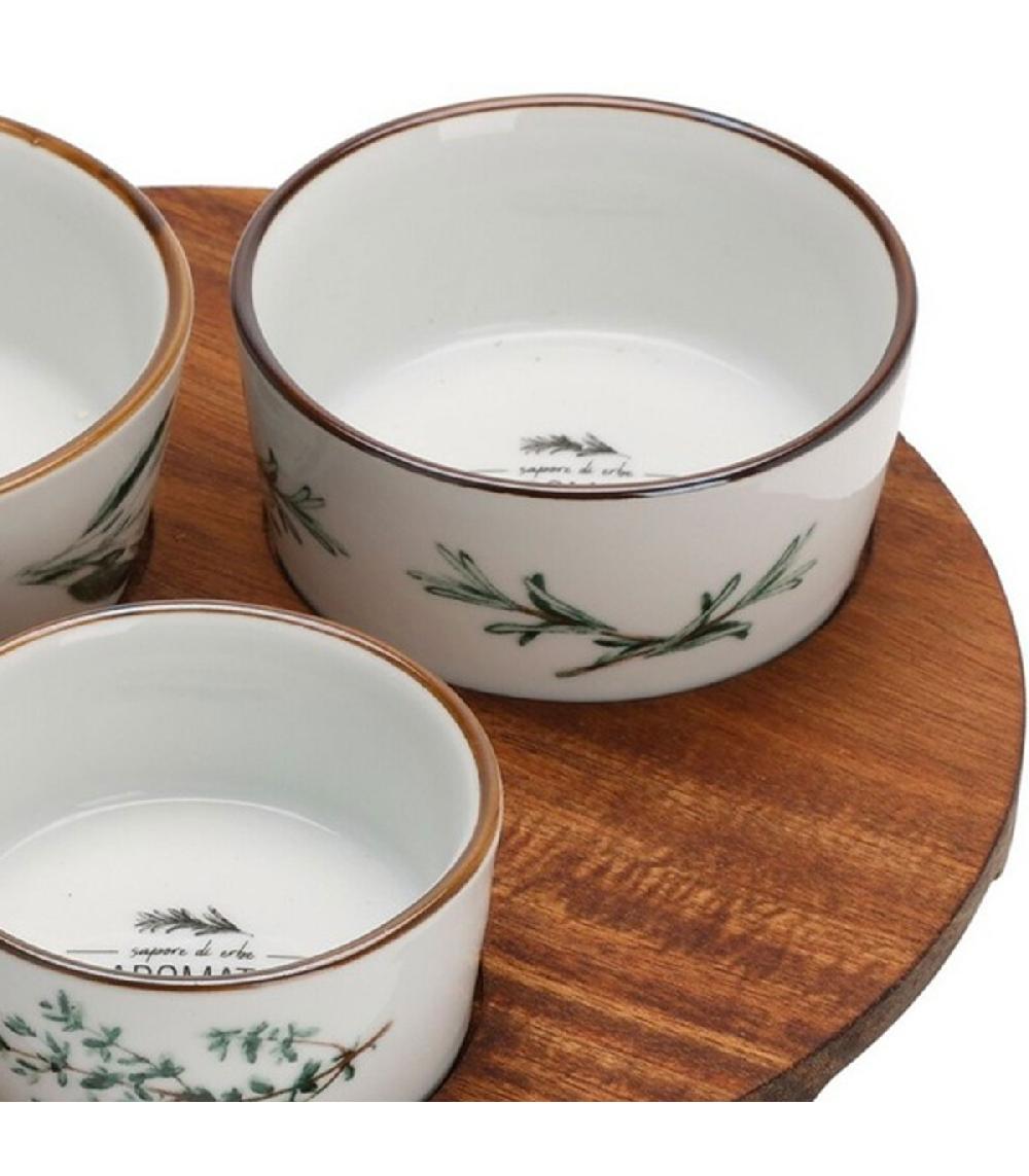 Wadiga Plateau Apéritif Avec 3 Bols En Porcelaine