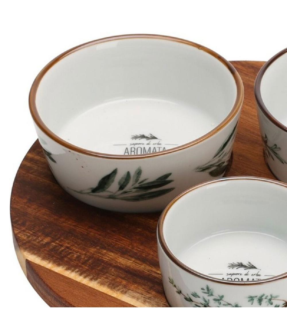 Wadiga Plateau Apéritif Avec 3 Bols En Porcelaine