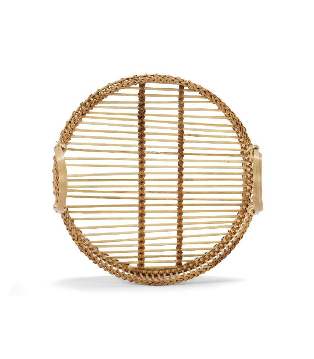 Wadiga Plateau Rond Bambou Avec Anses - 30x14cm