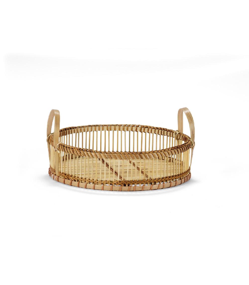 wadiga Plateau rond bambou avec anses - 30x14cm