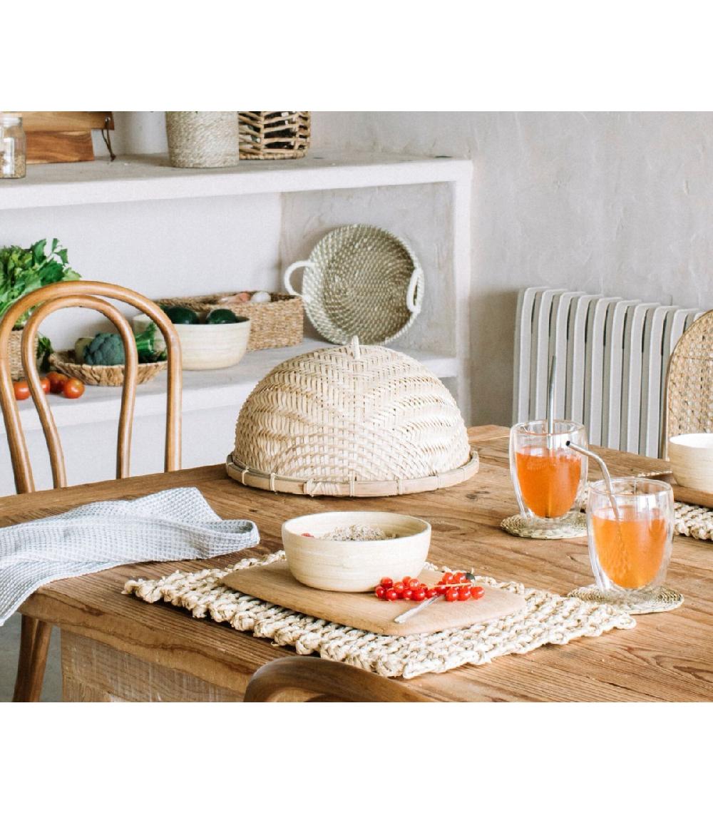 Wadiga Plateau Rond + Cloche Alimentaire En Bambou