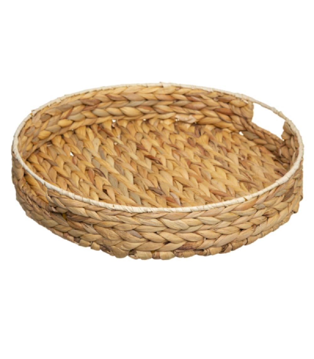wadiga Plateau rond tressé en jacinthe d'eau - 35cm