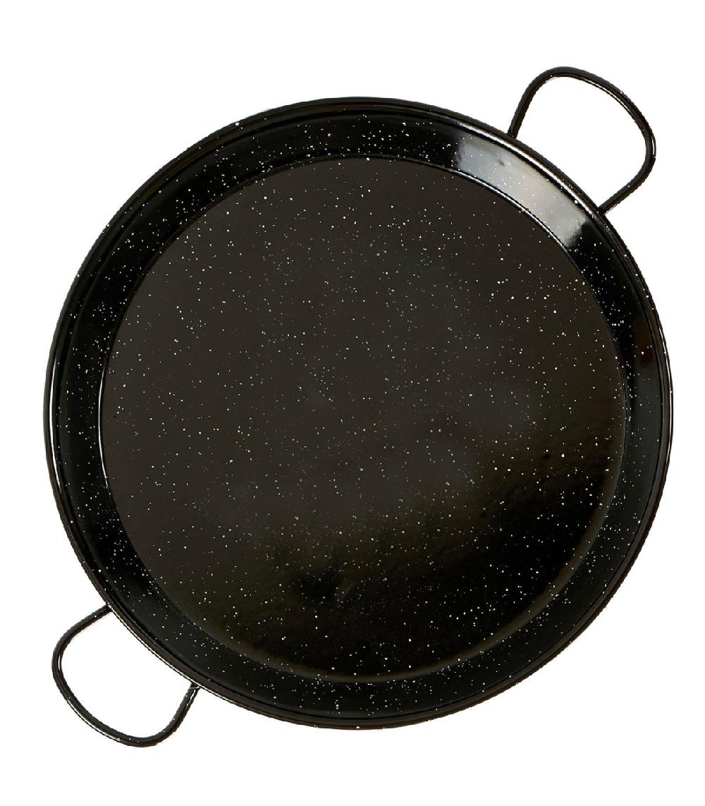 wadiga Poêle à paella en métal émaillé noir 34cm