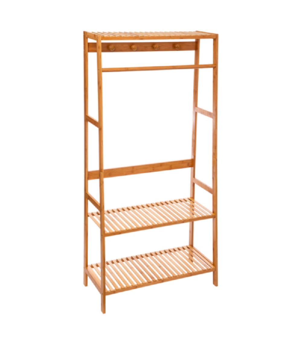 wadiga Portant vêtements en bambou - 80x34x170.5cm