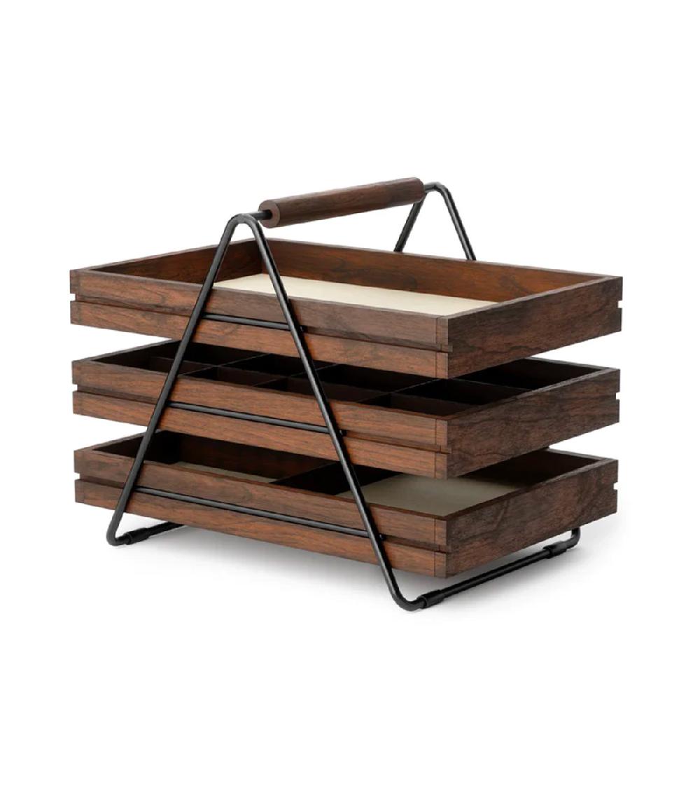 Wadiga Porte Bijoux 3 étages Métal Noir Et Bois