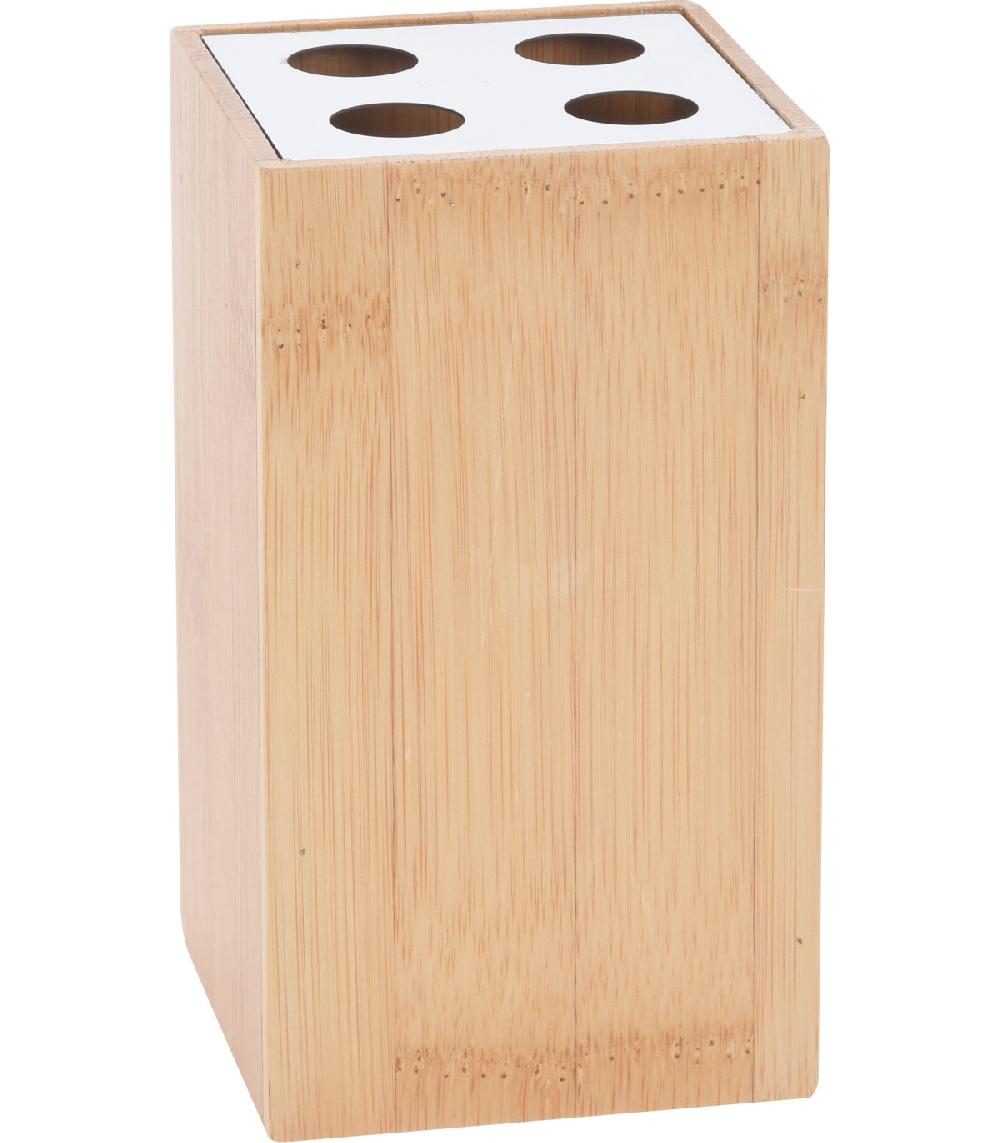 wadiga Porte Brosse à Dents Bambou et Métal Chromé