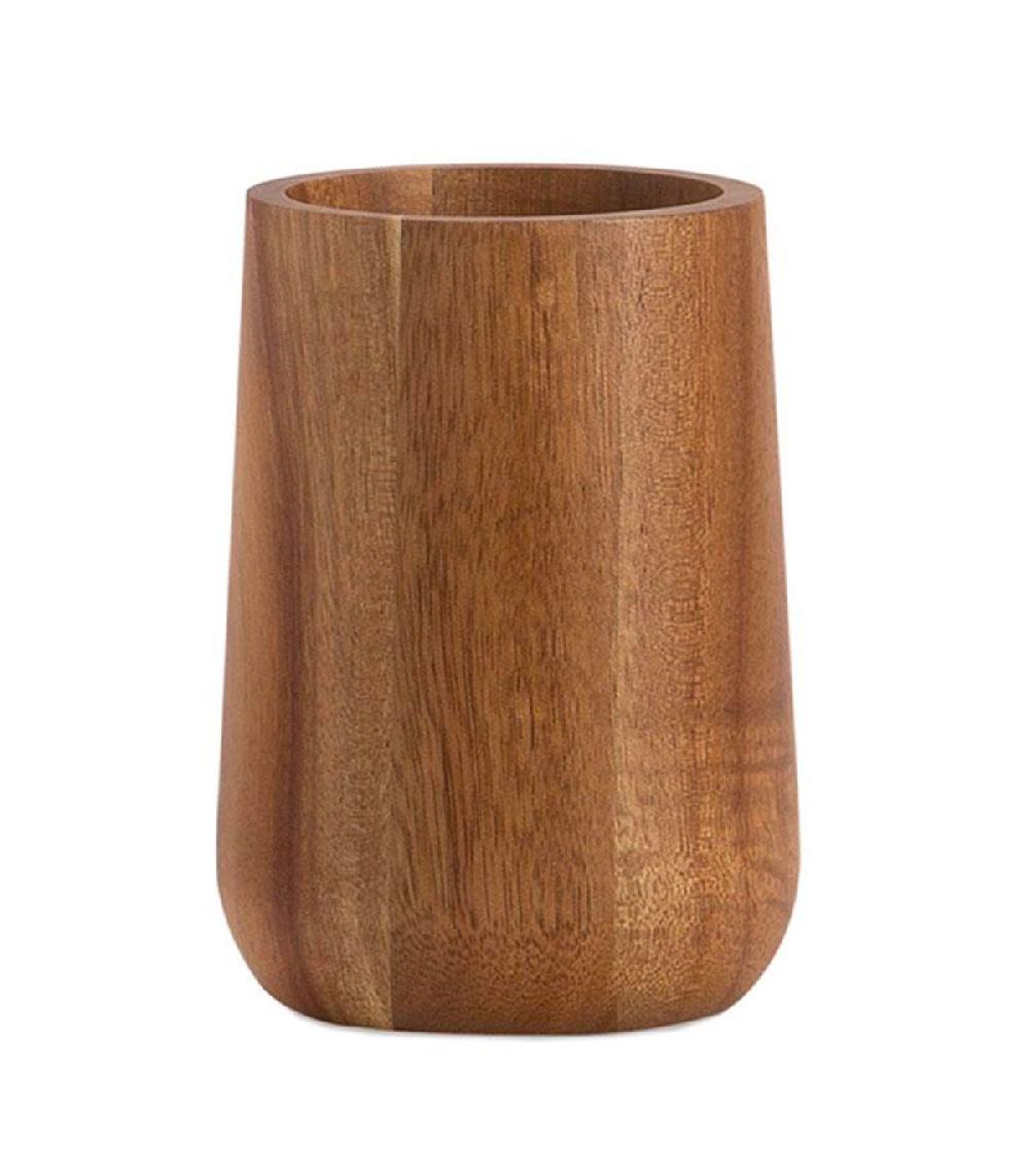 wadiga Porte brosse à dents en acacia 8x8x11.5cm
