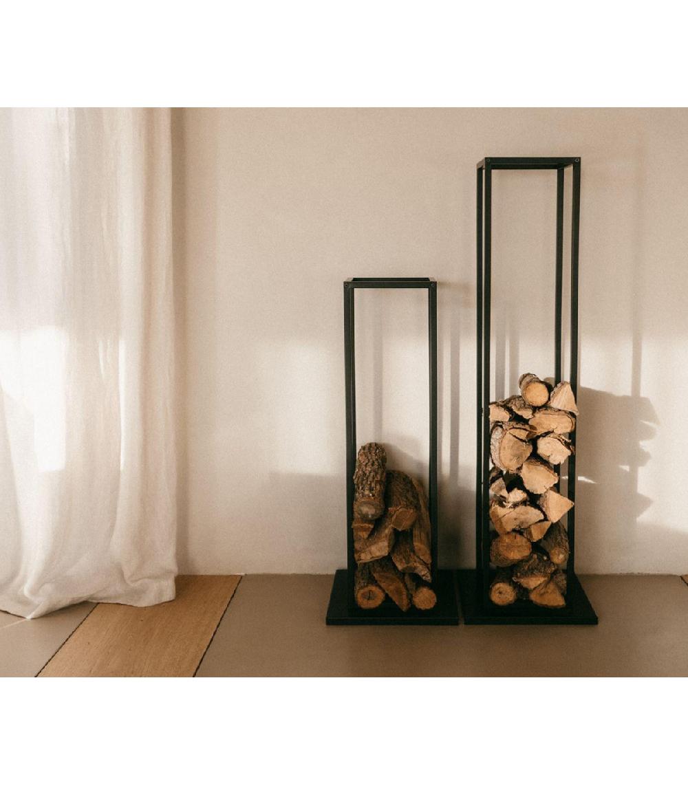 Wadiga Porte Bûches En Métal Noir - 33x33x85cm