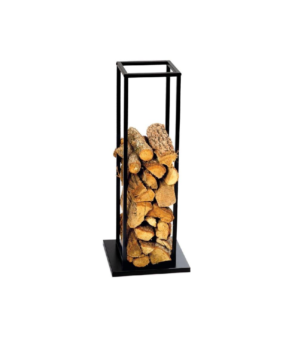 wadiga Porte bûches en métal noir - 33x33x85cm