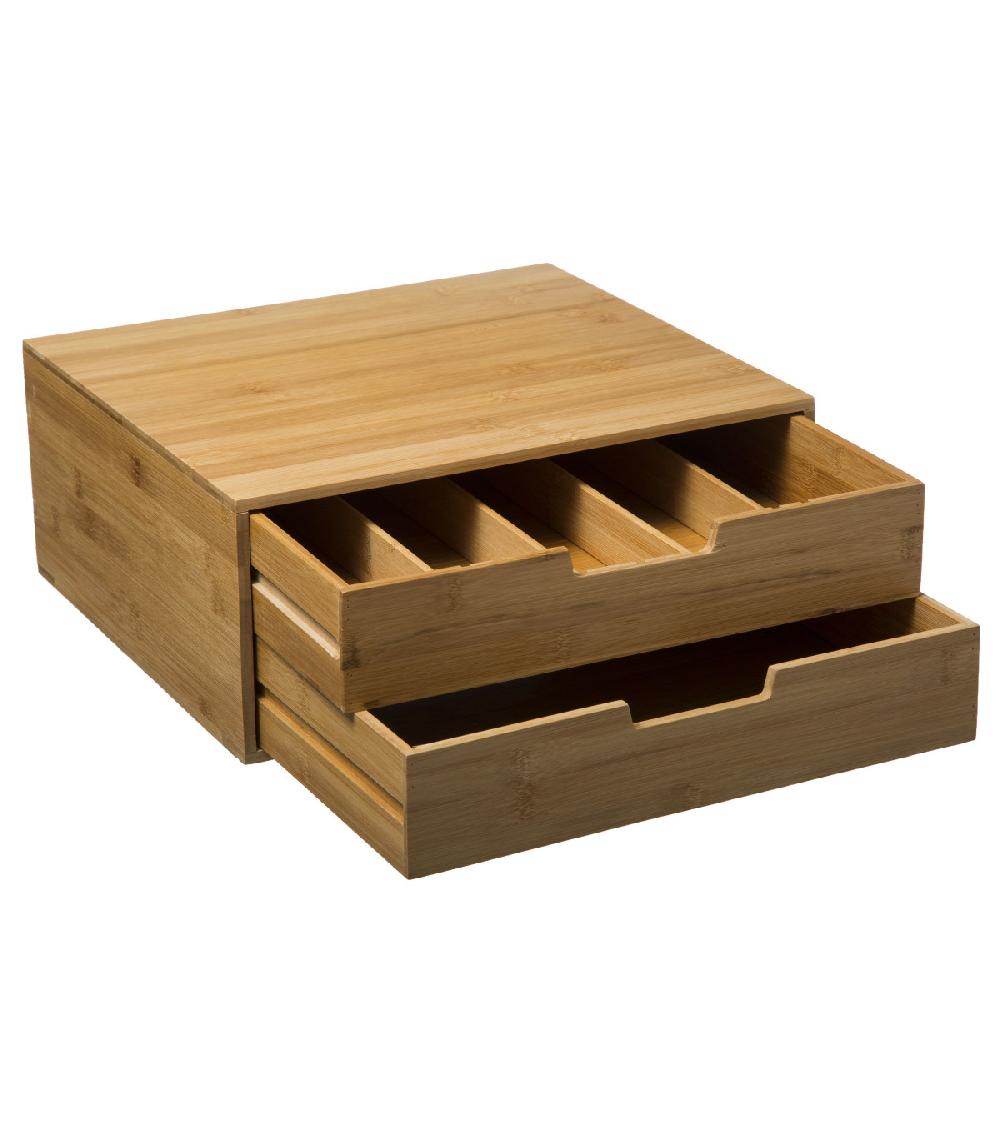 wadiga Porte capsules 2 tiroirs bambou