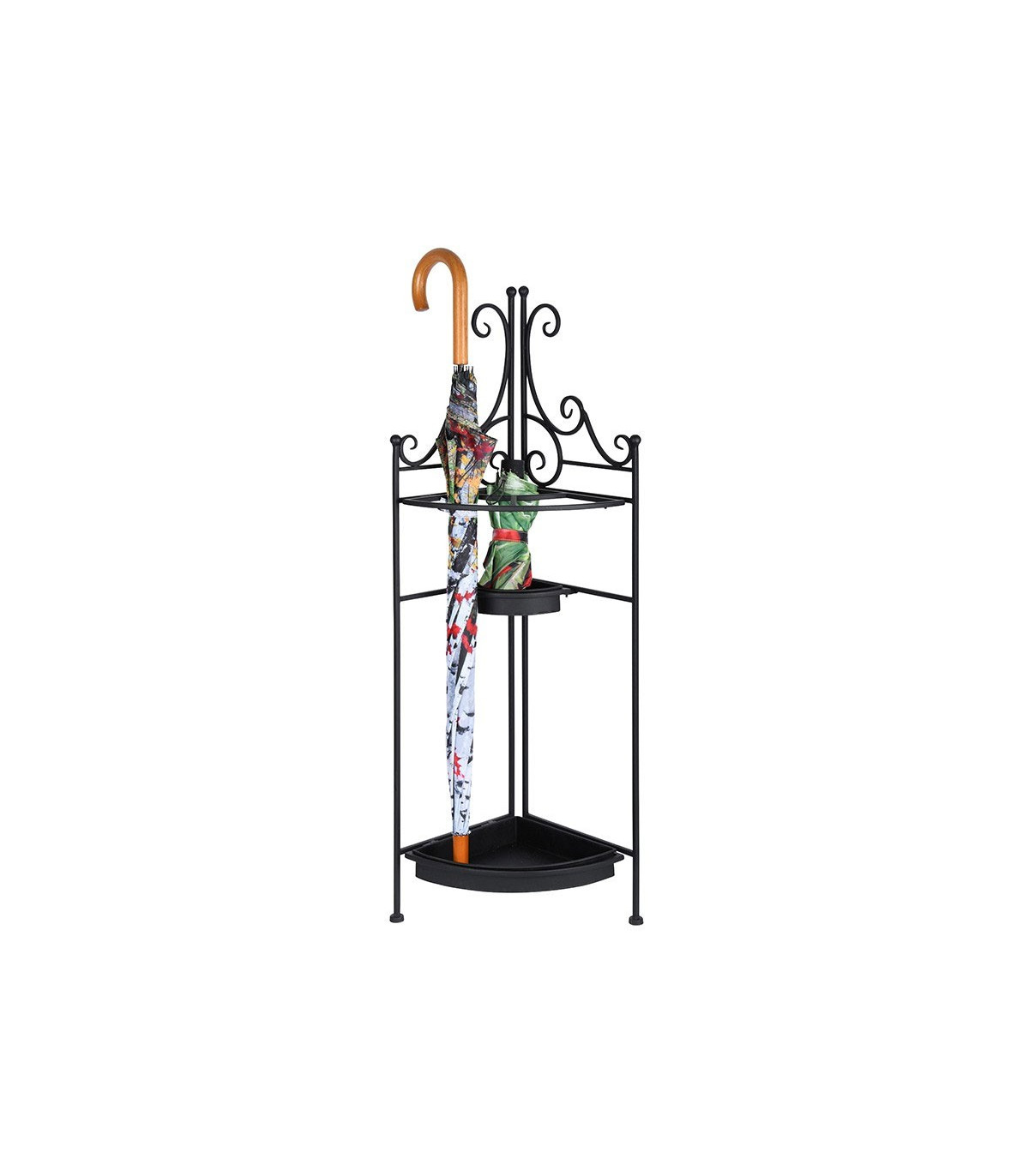 wadiga Porte Parapluies d'Angle Métal Noir