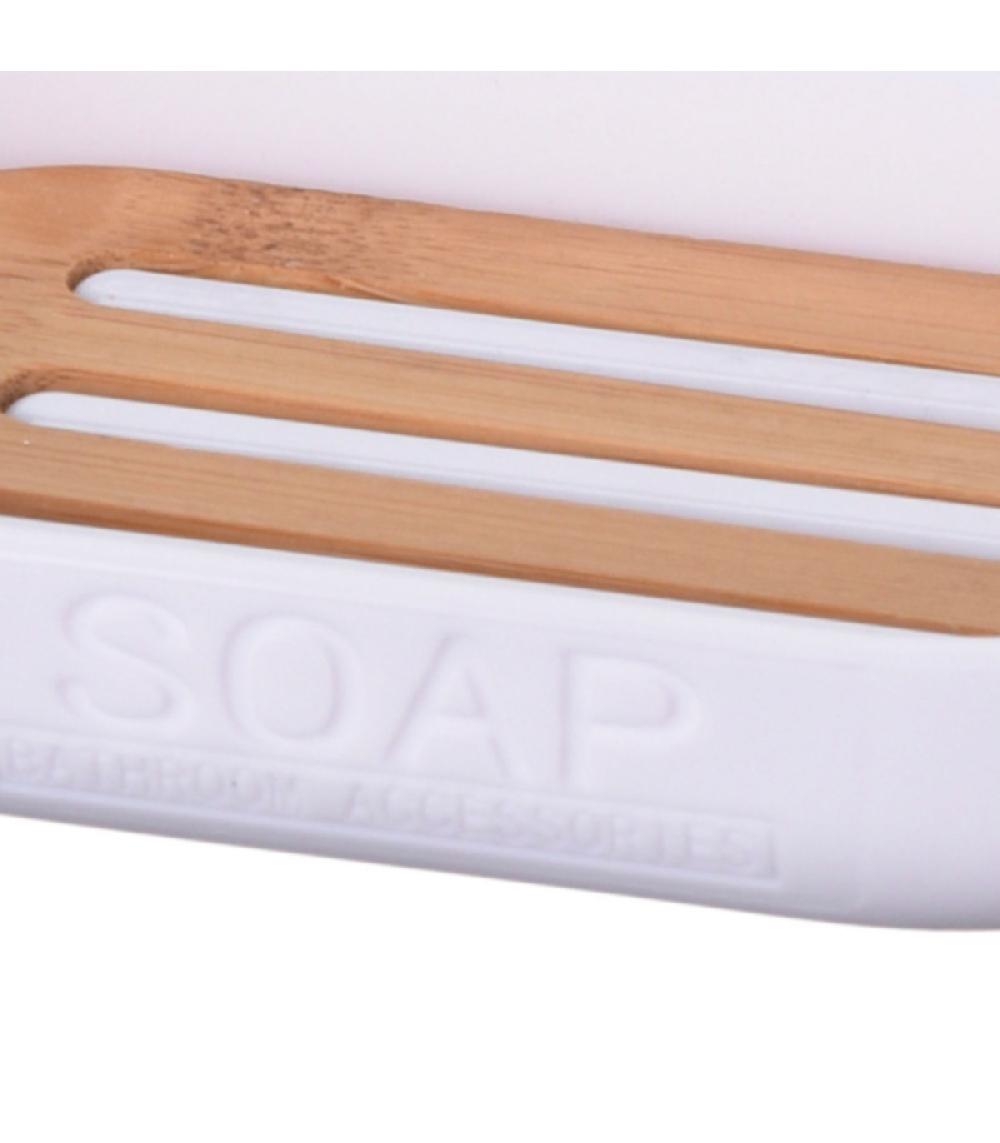 Wadiga Porte Savon Blanc Et Bambou - 12x8cm