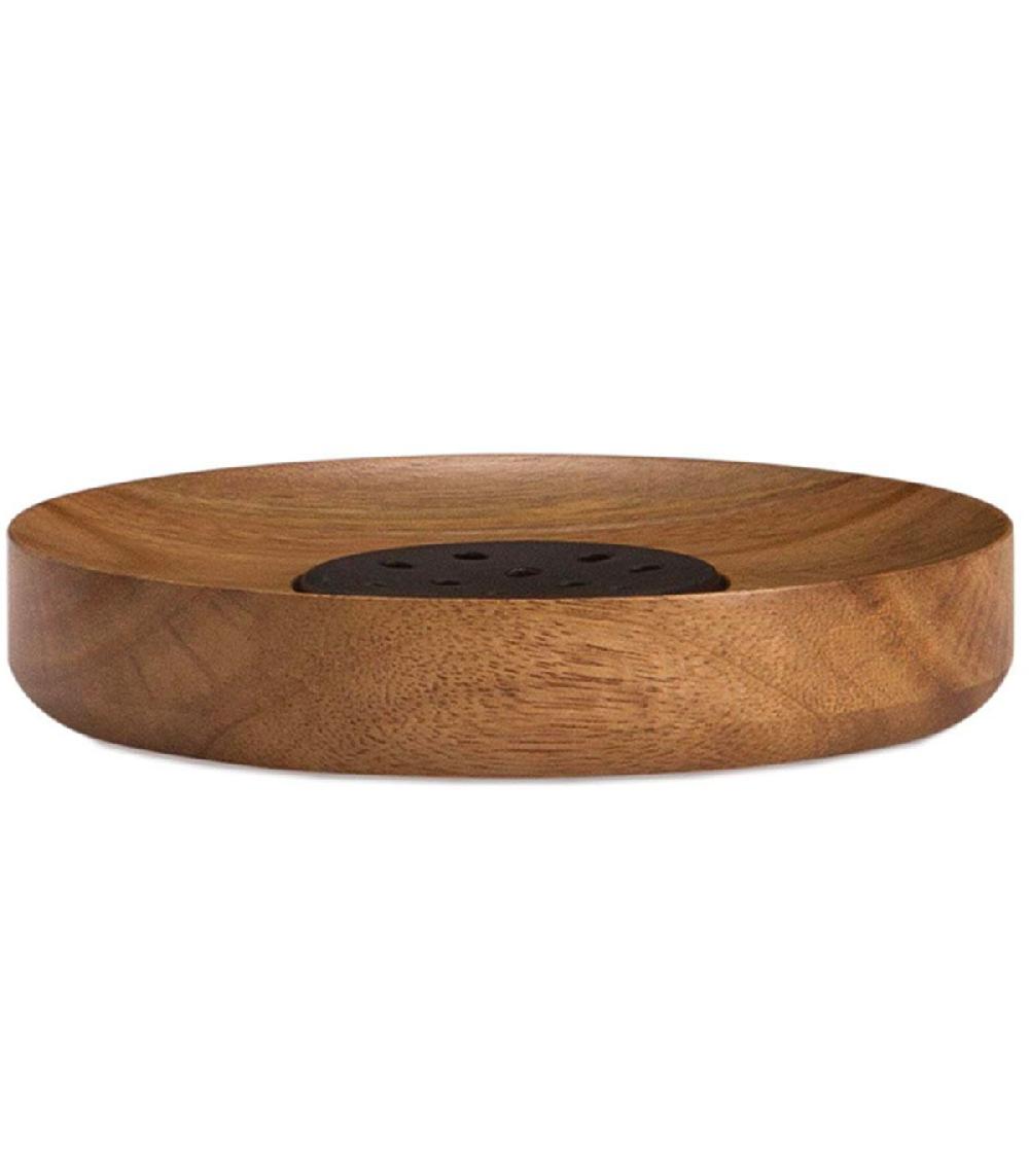 wadiga Porte savon en acacia rond 12x12x2cm