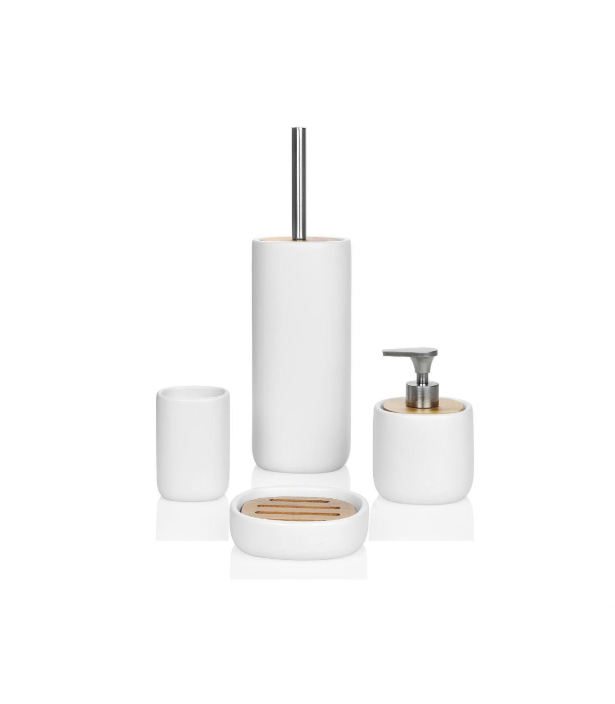 Wadiga Porte Savon En Céramique Blanche Et Acacia
