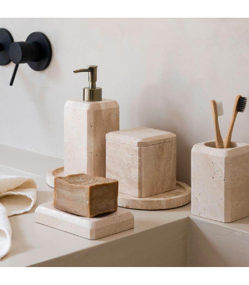 Wadiga Porte Savon En Travertin 13x9x2.5cm