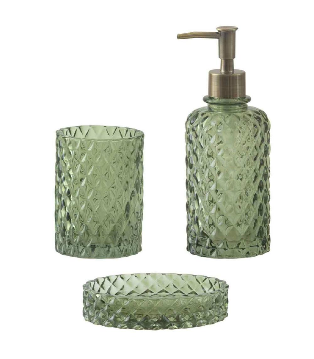 Wadiga Porte Savon En Verre Diamant Vert 13x9x3cm