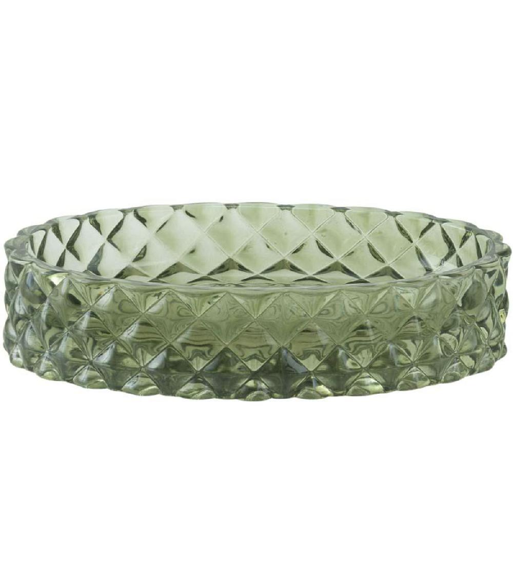 wadiga Porte savon en verre diamant vert 13x9x3cm