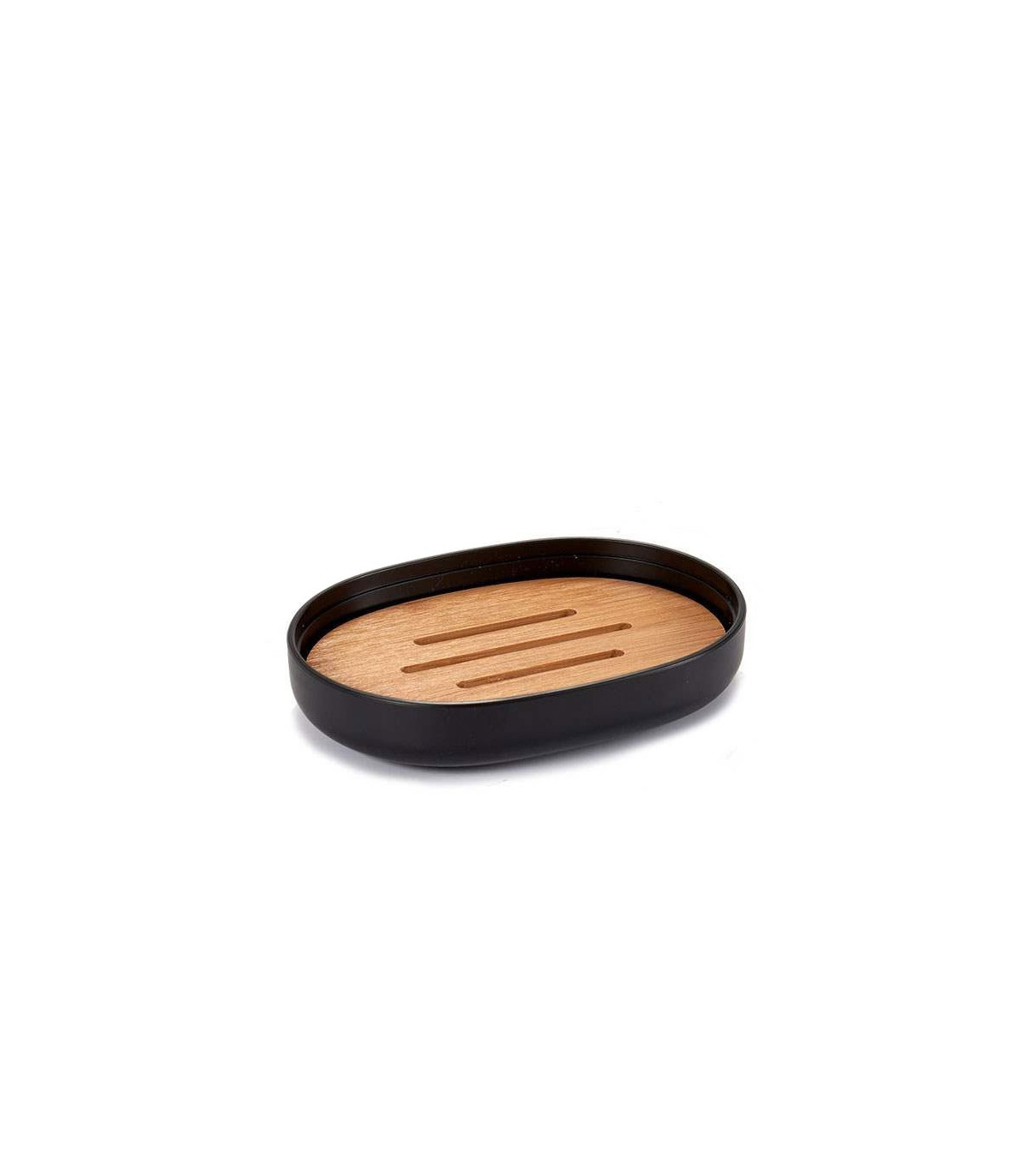 wadiga Porte Savon Noir et Bambou