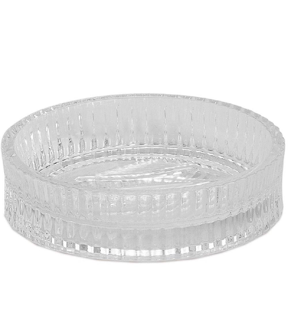 wadiga Porte savon rond en verre strié 11x11x3cm